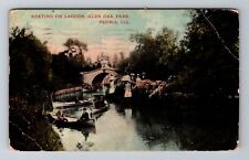 Peoria IL-Illinois, Boating On Lagoon, Glen Oak Park, c1912 Vintage Postcard picture