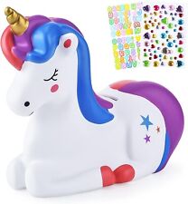 Piggy Bank Girls: Unicorn Piggy Banks - Unbreakable Plastic Coin Money Bank with picture