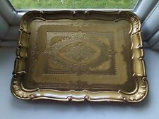 Vintage Florentine Tray Hand Carved Wooden Gold Gilded Made in Italy 14X10