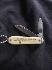Vintage Schoenberg Village, Ohio Souvenir 2 Blade PocketKnife Keychain. USA Made picture