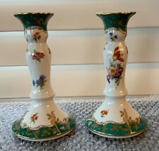 Vintage ELIOS ITALIAN Hand-Painted FLORAL CANDLESTICK, 6.75