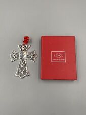 LENOX 4” BEJEWELED SILVERPLATE CROSS ORNAMENT picture