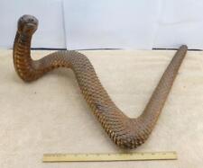 VTG INCREDIBLY Hand Carved Wooden Rattlesnake Rattle Snake w/ Fangs Figure Wood picture