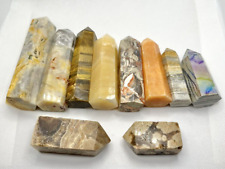 Mixed Lot Of 10 Crystal Towers Agate Tigers Eye, Calcite, Zebra Jasper, Sunstone picture