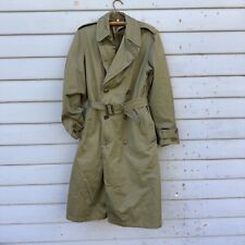 Vintage 60s US Military Vietnam Era OG Green Trench Coat Small Long with Liner picture