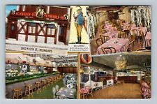 Milwaukee WI-Wisconsin, Schwaben-HInterior Dining Bar Vintage Postcard picture