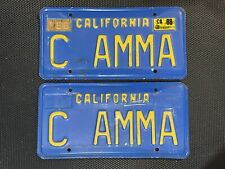 CALIFORNIA PAIR OF LICENSE PLATES BLUE C AMMA FEBRUARY 1988 VANITY PERSONALIZED picture