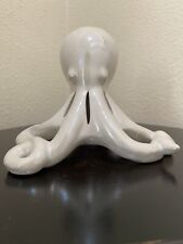 Iridescent Octopus Ceramic Figurine Pearl White 6 Inch Sea Nautical Coastal picture