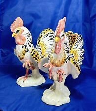 Rare Vtg Andrea By Sadek Pair Ceramic  Rooster Figurine Jay Willfred 325/2 Italy picture