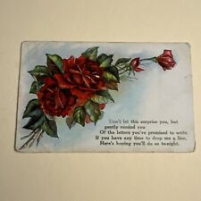 Roses Greetings To A Friend Postcard floral Embossed Unposted Vintage 1910s picture