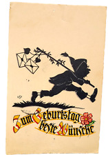 1930s Vintage GNOME ELF Fantasy German SILHOUETTE Postcard Artist-Signed Love picture