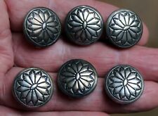 6 Old Native American Navajo Sterling Silver Button Covers LOT picture