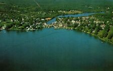 Aerial View Welfeboro New Hampshire Lake Boats Docks Vintage Postcard Unposted picture