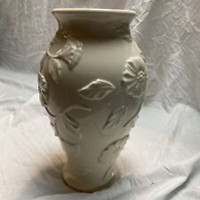 Lovely Lenox Ivory Embossed Floral Poppy Vase with 24 K Gold Trim (10