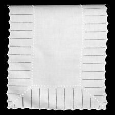 Boutross Scallop/Hems/Dots White Linen Table Runner - 16