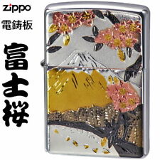 Mt. Fuji Sakura Electroformed Plate Japan Zippo Oil Lighter MIB picture