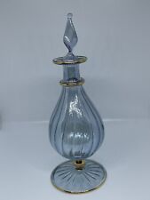 DECORATIVE GLASS  BLUE GOLD PERFUME BOTTLE DECANTER  SWIRLED PATTERN Decorative picture