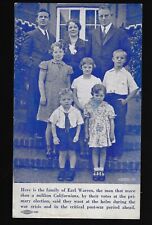 Earl Warren & Family 1942 Campaign Postcard Atty Gen for California Governor picture