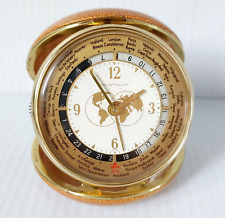 Works Westclox Vintage Mechanical Wind Up Travel Alarm Clock World Time Zones picture