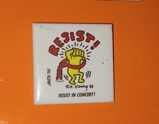 RARE KEITH HARING GAY LGBT ART GENDER AIDS RESIST IN CONCERT 1988 NON PIN'S BADGE picture