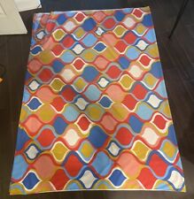 Vintage Cannon Monticello Groovy 70s Mod Colorful Flat Sheet Blue Gold Pink Red picture