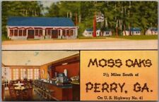 Perry, Georgia Postcard MOSS OAKS RESTAURANT Highway 41 Roadside Linen c1950s picture