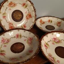 Vintage El Borgen Bowls, Set Of 4, Fine China, Pink Flowers, Gold Accents picture