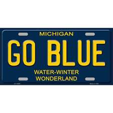 Go Blue Michigan Blue Novelty Metal License Plate picture