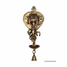 Brass Wall Hanging Dancing Ganesha With Lovely Bell Traditional Look Showpiece picture