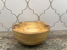 Vintage Hand-Turned Wooden Bowl,  Unmarked, farmhouse, rustic Flower Shaped picture