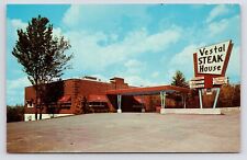 c1960s~Binghamton New York NY~Vestal Steak House~LARGE SIGN~US 17~VTG Postcard picture