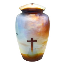 Adult Large Christ Cross Cremation Urn for Human Ashes & Pet Funeral Velvet Bag picture