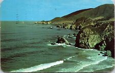 Rugged California Coastline Rocky Cliffs Postcard PM Laguna Beach CA Cancel WOB  picture