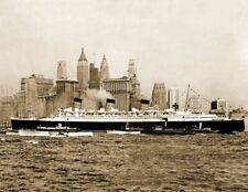 1936 SS Queen Mary in New York City Harbor, NY  Old Photo 8.5