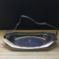 VTG 1940s Sheffield Silver on Nickel Oval Bread Tray w/ Handle Reticulated 13