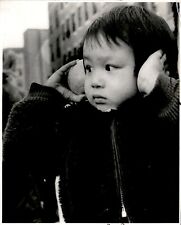 LG24 1974 Original Photo LITTLE GIRL COVERING EARS CHINESE NEW YEAR CELEBRATION picture