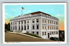 Alton IL, New City Hall Building, Period Cars, Illinois c1931 Vintage Postcard picture