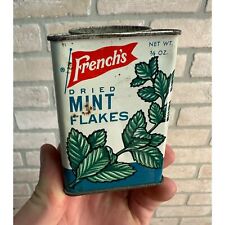 VINTAGE 1940S FRENCH'S DRIED MINT FLAKES SPICE TIN KITCHEN ADVERTISING CAN picture