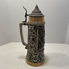 Large Antique c1900 Marzi & Remy 2.5L German Beer Stein w/ Lid Tavern Motif 1083 picture