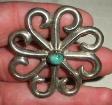 VINTAGE NAVAJO TURQUOISE STERLING SILVER TUFA CAST SWIRLING PIN vafo picture