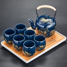 Japanese Tea Set, Black Glazed Tea Set in Gift Box With 1 Teapot, 1 Tea Strai... picture