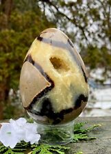 572.7g AWESOME DRAGON SEPTARIAN CRYSTAL DRUZY POLISHED HEALING EGG   Morocco picture