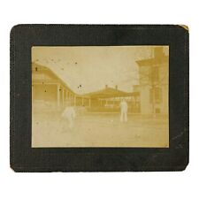 Tennis Match Game Players Antique Cabinet Photo Old Early Faded 3 3/8