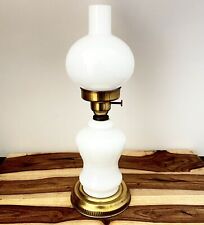 Vintage White Milk Glass Globe Hurricane DESK LAMP Farmhouse Table Light picture