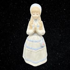 Sango Ceramic Figurine Praying Girl White Dress Blue Trim Veil Spain 10”T 5”W picture