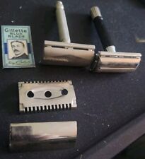 VTG Lot Of Safety Razors Blades And Parts Gillette Adjustable 1940s-1950s picture