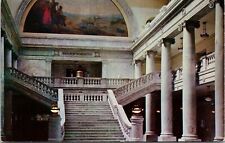State Capitol Building Interior Staircase Salt Lake City Utah Chrome Postcard picture