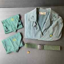 Vintage 1940s Girl Scout Uniform Belt Pin 2 Neckerchiefs picture