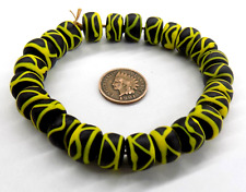 25  Dutch Black Yellow Rattlesnake African Trade Beads #761   READ  picture