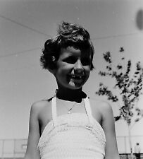 VTG 1950s MEDIUM FORMAT NEGATIVE BEACH SCENE SMILING MISSING TEETH 321-2 picture